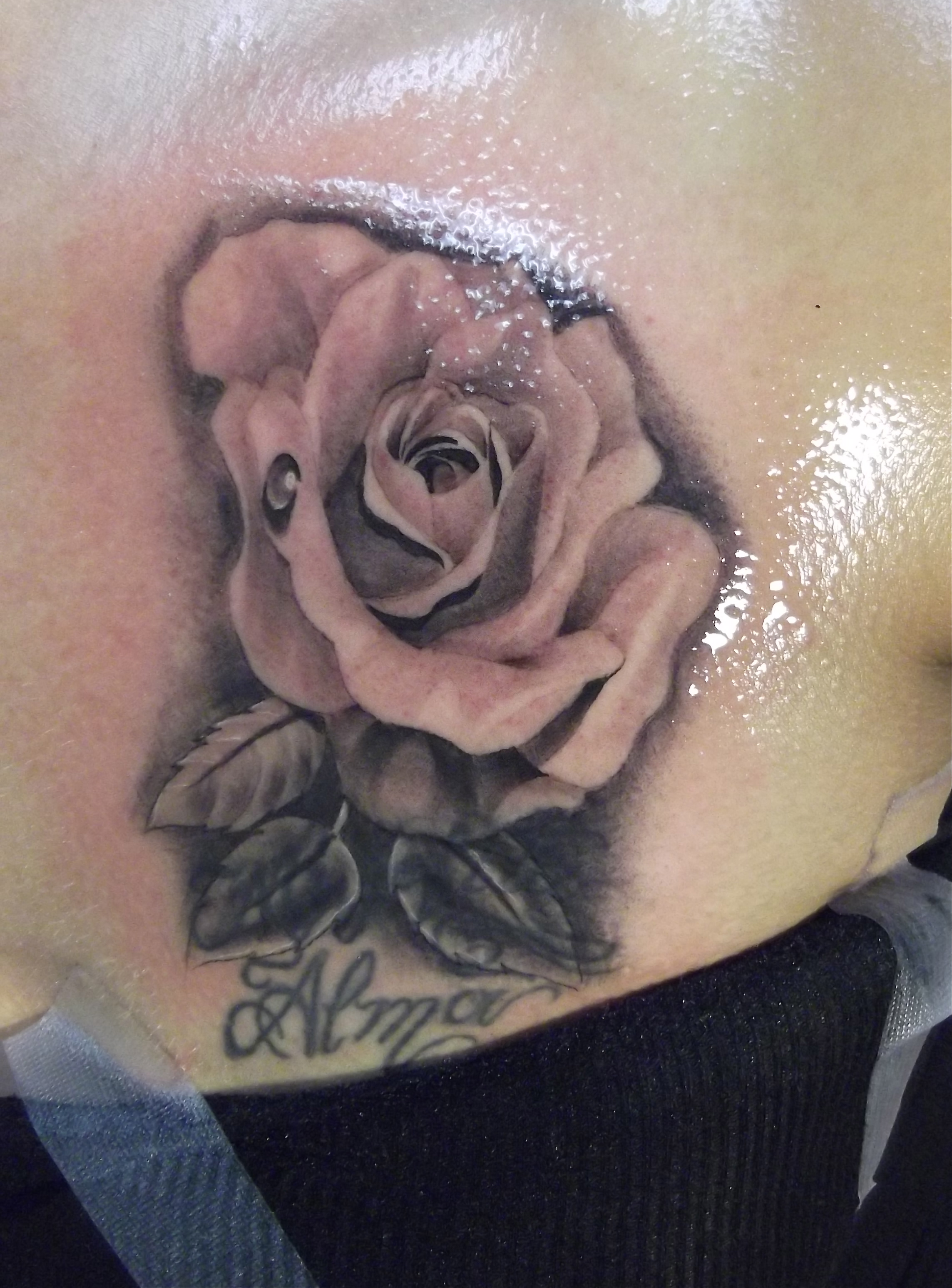 Black And Red Rose Tattoo Cover Up